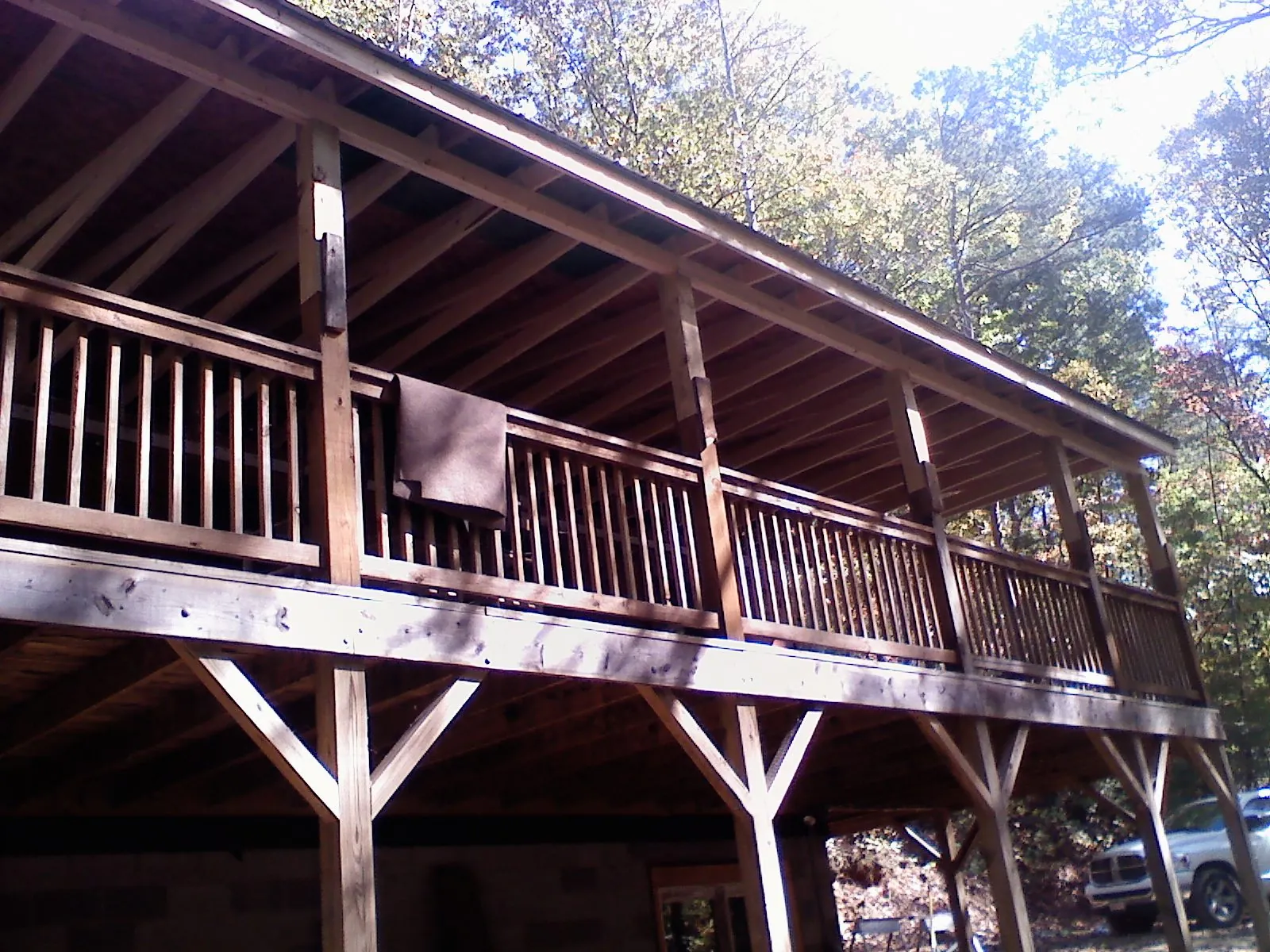 Timber framing under a new elevated porch and deck — Roof Leak Repair in Mukwonago by Roofing Brothers